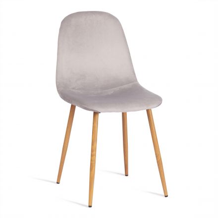 Стул BREEZE (mod. 4724) Велюр/металл , 44 х 53 х 87 см, Light grey (светло-серый) HLR14 / натуральный