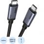 Кабель Ugreen L706 (65383) 240W 80Gbps USB-C to USB-C GEN4 5A Max 1 м серый