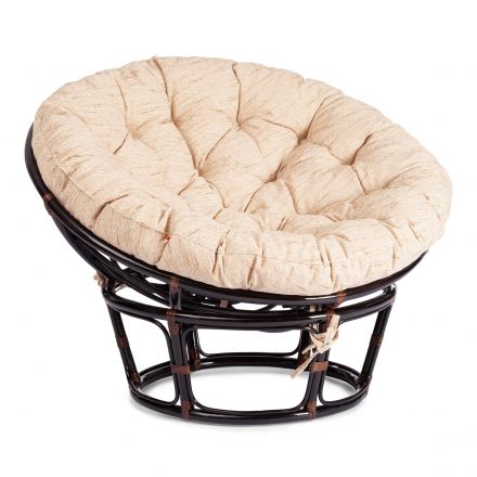 Кресло Папасан/Papasan (23/01 W) /с подушкой и ремешками/ диаметр подушки 129см, 115х101х104см, античный черно-коричневый, ткань старт