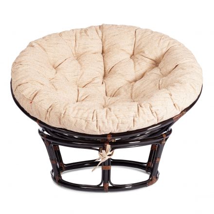 Кресло Папасан/Papasan (23/01 W) /с подушкой и ремешками/ диаметр подушки 129см, 115х101х104см, античный черно-коричневый, ткань старт