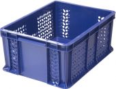 Ящик 400х300х180 дно сплошное, стенки перфорированные, с внешней ручкой  синий