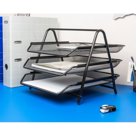 Лоток для бумаг горизонтальный Attache (3 секции, металлическая сетка, высота 267 мм, черный) Лоток для бумаг горизонтальный Attache (3 секции, металлическая сетка, высота 267 мм, черный)