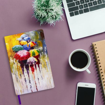 Ежедневник недатированный А5 (138х213 мм), BRAUBERG VISTA, под кожу, гибкий, 136 л., "Watercolour rain", 112005 Ежедневник недатированный А5 (138х213 мм), BRAUBERG VISTA, под кожу, гибкий, 136 л., "Watercolour rain", 112005