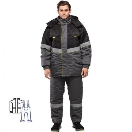 Костюм рабочий зимний з43-КПК сер/черн р.44-46/182-188 Костюм рабочий зимний з43-КПК сер/черн р.44-46/182-188