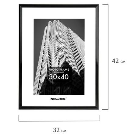 Рамка 30х40 см небьющаяся, багет 14 мм, пластик, BRAUBERG "Original", черная, 391230 Рамка 30х40 см небьющаяся, багет 14 мм, пластик, BRAUBERG "Original", черная, 391230