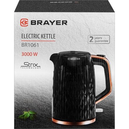 Чайник электрический BRAYER 1061BR, STRIX,3000 Вт,1,7 л,пласт.кор,автооткл Чайник электрический BRAYER 1061BR, STRIX,3000 Вт,1,7 л,пласт.кор,автооткл