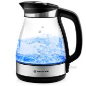 Чайник BRAYER BR1048, 1,7л, 2200 Вт, закрытый нагревательный элемент, стекло, черный Чайник BRAYER BR1048, 1,7л, 2200 Вт, закрытый нагревательный элемент, стекло, черный