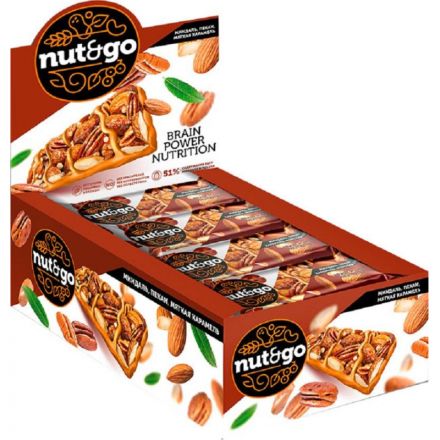 Батончик миндальный NUT N GO с пеканом КА,18 шт /уп Батончик миндальный NUT N GO с пеканом КА,18 шт /уп