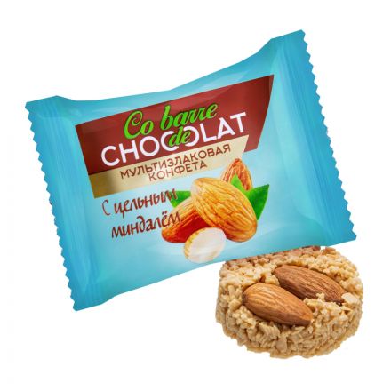 Конфеты Co barre de CHOCOLAT мультиз. с цельн. минд. и с бел. кон. гл., 1кг