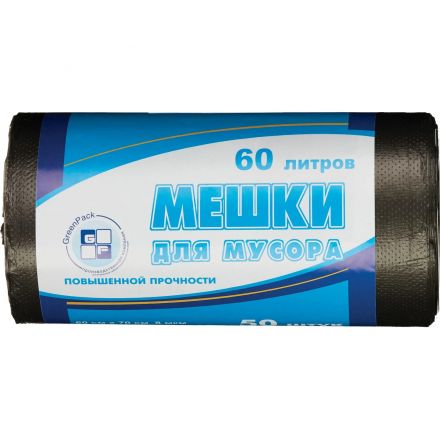 Мешки для мусора ПНД 60л 60х70см 8мкм черные 50шт/уп Т Мешки для мусора ПНД 60л 60х70см 8мкм черные 50шт/уп Т