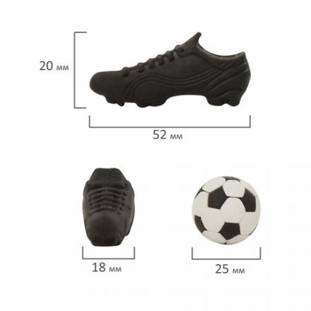 Набор ластиков фигурных ПИФАГОР "Футбол", 3 шт., форма и цвет ассорти, 223608