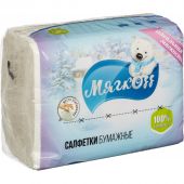 Салфетки бумажные Мягкоff 15.5x22 см белые 2-слойные 100 штук в упаковке