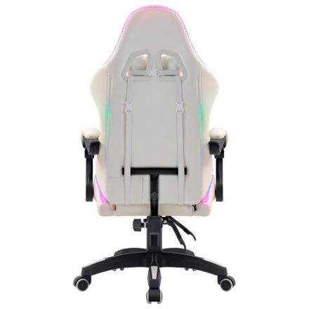 Кресло компьютерное DEFENDER "Energy", 2 подушки, RGB-подсветка, экокожа, белое, 64557