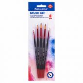 Кисти BRAUBERG PREMIUM, набор 5 шт. (синтетика, круглая № 1, 2, 3, 4, 5), блистер, 201025