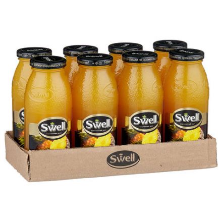 Сок ананасовый SWELL с мякотью в стеклянной бутылке 0,25 л, для детского питания, 4040207350