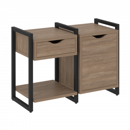 Loft Тумба на регулируемых опорах наборная. Вариант №3 VR.L-TN-3.O Дуб аризона/Чёрный металл 970*460*719