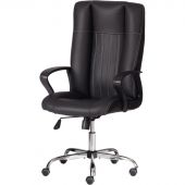 Кресло UT_Easy Chair Boston хром, (черн. подлок), кож/зам, черный, 36-6