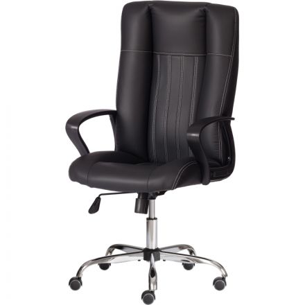 Кресло UT_Easy Chair Boston хром, (черн. подлок), кож/зам, черный, 36-6