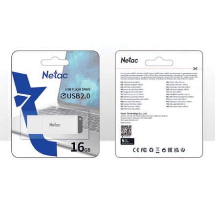 Флеш-диск 16 GB NETAC U185, USB 2.0, белый, NT03U185N-016G-20WH