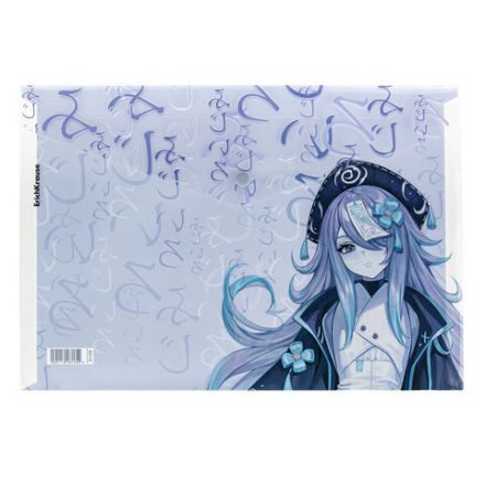 Папка-конверт с кнопкой ERICH KRAUSE "Manga Girls", А4, до 120 л., ассорти, 0,18 мм, 61156