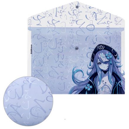 Папка-конверт с кнопкой ERICH KRAUSE "Manga Girls", А4, до 120 л., ассорти, 0,18 мм, 61156