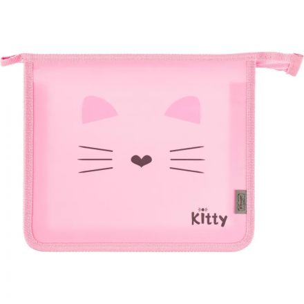 Папка для тетрадей Комус Класс Kitty А5 на молнии, пластик, ПТ-713 Папка для тетрадей Комус Класс Kitty А5 на молнии, пластик, ПТ-713