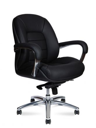 Кресло офисное / Гранд LB блэк / Grand LB black / черная экокожа