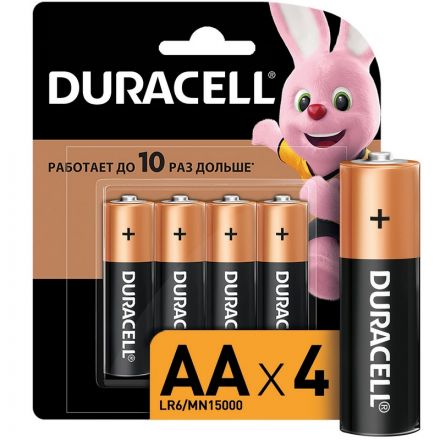 Батарейки Duracell Basic пальчиковые АА LR6 (4 штуки в упаковке )