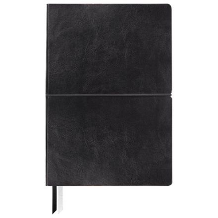 Блокнот А5 (148х218 мм), BRAUBERG "Black Jack", 128 л., гладкий кожзам, резинка, клетка, черный, 125240