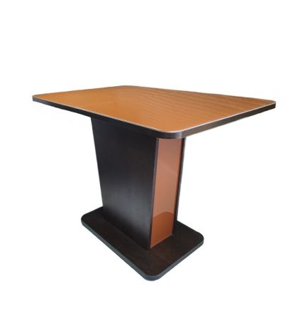 Стол "Трапеция" 110(140)*70 ЛДСП 22мм+стекло 4мм Коричневый, Моноопора ЛДСП венге Стол "Трапеция" 110(140)*70 ЛДСП 22мм+стекло 4мм Коричневый, Моноопора ЛДСП венге