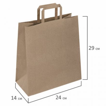 Крафт-пакет бумажный 24х14х29 см, КОМПЛЕКТ 50 шт., плоские ручки, плотность 90 г/м2, LAIMA ECO CRAFT, 609687 Крафт-пакет бумажный 24х14х29 см, КОМПЛЕКТ 50 шт., плоские ручки, плотность 90 г/м2, LAIMA ECO CRAFT, 609687