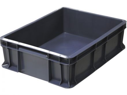 Ящик 400х300х120 сплошной, с внешней ручкой  чёрный