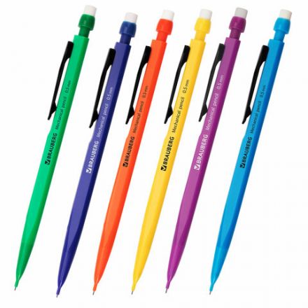 Карандаш механический 0,5 мм, BRAUBERG "Classic", ластик, корпус ассорти, 180398 Карандаш механический 0,5 мм, BRAUBERG "Classic", ластик, корпус ассорти, 180398