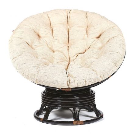 Кресло-качалка Папасан/Papasan (W 23/01 B) /с подушкой/ 115х78х104см, античный черно-коричневый, ткань старт