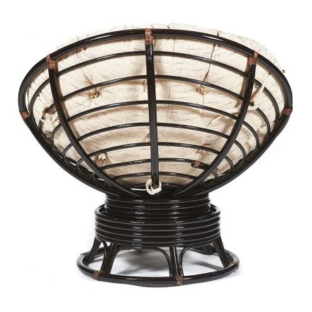 Кресло-качалка Папасан/Papasan (W 23/01 B) /с подушкой/ 115х78х104см, античный черно-коричневый, ткань старт