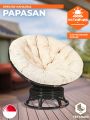Кресло-качалка Папасан/Papasan (W 23/01 B) /с подушкой/ 115х78х104см, античный черно-коричневый, ткань старт