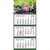 Календарь настенный 3-х блочный 2024, 305х697, Орхидея, 3 спир,80г/м2