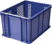Ящик 400х300х230 перфорированный, с внешней ручкой  синий