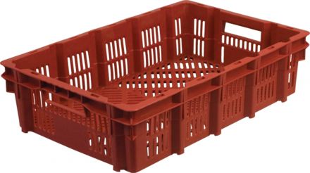 Ящик для заморозки 600х400х150 конусный,перф. красный Ящик для заморозки 600х400х150 конусный,перф. красный