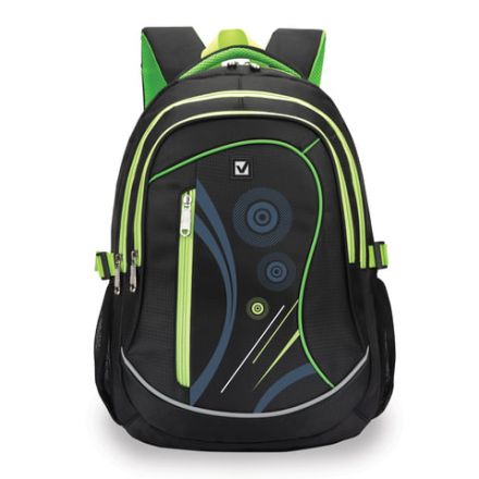 Рюкзак BRAUBERG HIGH SCHOOL универсальный, 3 отделения, "Неон", черный/салатовый, 46х31х18 см, 225520 Рюкзак BRAUBERG HIGH SCHOOL универсальный, 3 отделения, "Неон", черный/салатовый, 46х31х18 см, 225520