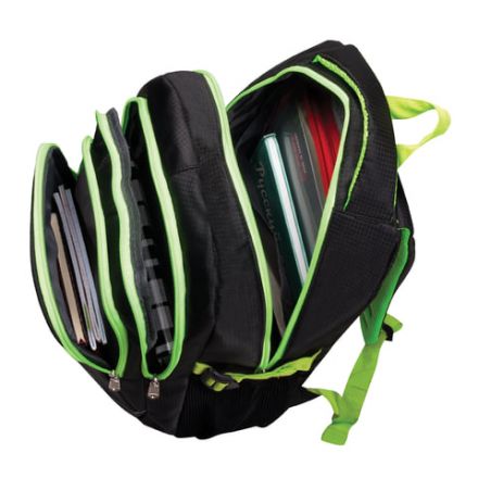 Рюкзак BRAUBERG HIGH SCHOOL универсальный, 3 отделения, "Неон", черный/салатовый, 46х31х18 см, 225520 Рюкзак BRAUBERG HIGH SCHOOL универсальный, 3 отделения, "Неон", черный/салатовый, 46х31х18 см, 225520