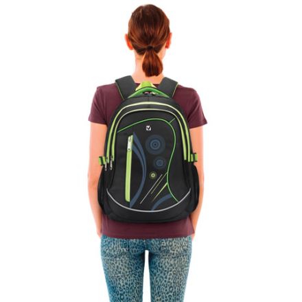 Рюкзак BRAUBERG HIGH SCHOOL универсальный, 3 отделения, "Неон", черный/салатовый, 46х31х18 см, 225520 Рюкзак BRAUBERG HIGH SCHOOL универсальный, 3 отделения, "Неон", черный/салатовый, 46х31х18 см, 225520