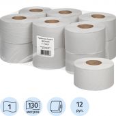 Бумага туалетная д/дисп 1сл сер втул 130м Первая цена 12рул/уп 130G1