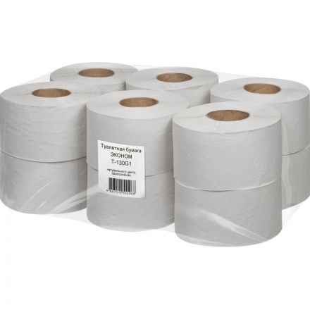 Бумага туалетная д/дисп 1сл сер втул 130м Первая цена 12рул/уп 130G1