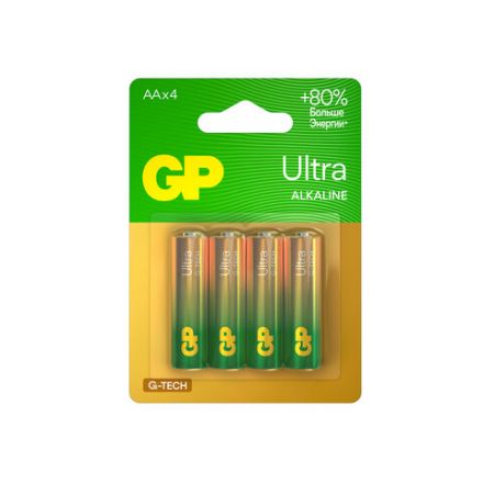 Батарейки КОМПЛЕКТ 4 шт., GP Ultra G-Tech, AA (LR6, 15А), алкалиновые, пальчиковые, 15AUA21-2CRSBC4 Батарейки КОМПЛЕКТ 4 шт., GP Ultra G-Tech, AA (LR6, 15А), алкалиновые, пальчиковые, 15AUA21-2CRSBC4