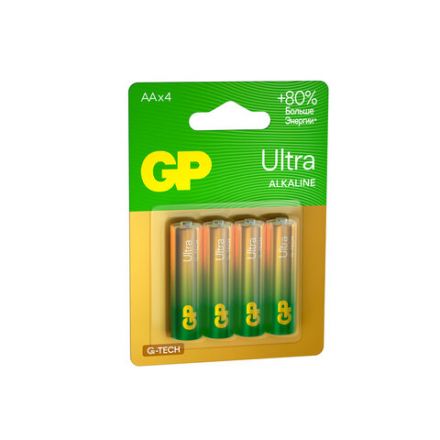 Батарейки КОМПЛЕКТ 4 шт., GP Ultra G-Tech, AA (LR6, 15А), алкалиновые, пальчиковые, 15AUA21-2CRSBC4 Батарейки КОМПЛЕКТ 4 шт., GP Ultra G-Tech, AA (LR6, 15А), алкалиновые, пальчиковые, 15AUA21-2CRSBC4