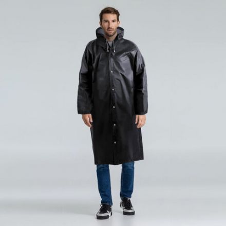 Дождевик-плащ черный на кнопках, EVA, многоразовый, прочный, универсальный размер, Komfi, 25509 Дождевик-плащ черный на кнопках, EVA, многоразовый, прочный, универсальный размер, Komfi, 25509