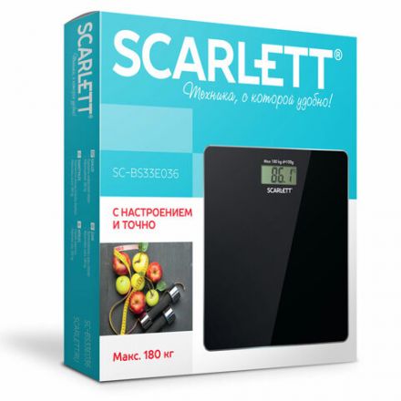 Весы напольные SCARLETT SC-BS33E036, электронные, вес до 180 кг, квадратные, стекло, черные Весы напольные SCARLETT SC-BS33E036, электронные, вес до 180 кг, квадратные, стекло, черные