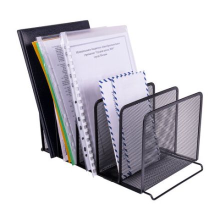 Подставка для сортировки писем и бумаг 5-ти секционная BRAUBERG "Germanium", металлическая, настольная, чер, 231968 Подставка для сортировки писем и бумаг 5-ти секционная BRAUBERG "Germanium", металлическая, настольная, чер, 231968