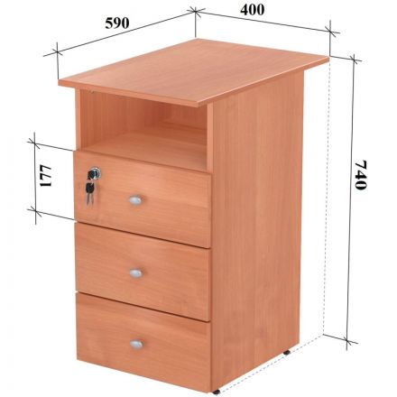 Тумба приставная с топом Easy LT Оптима 400х590х740 3 ящ. Ольха